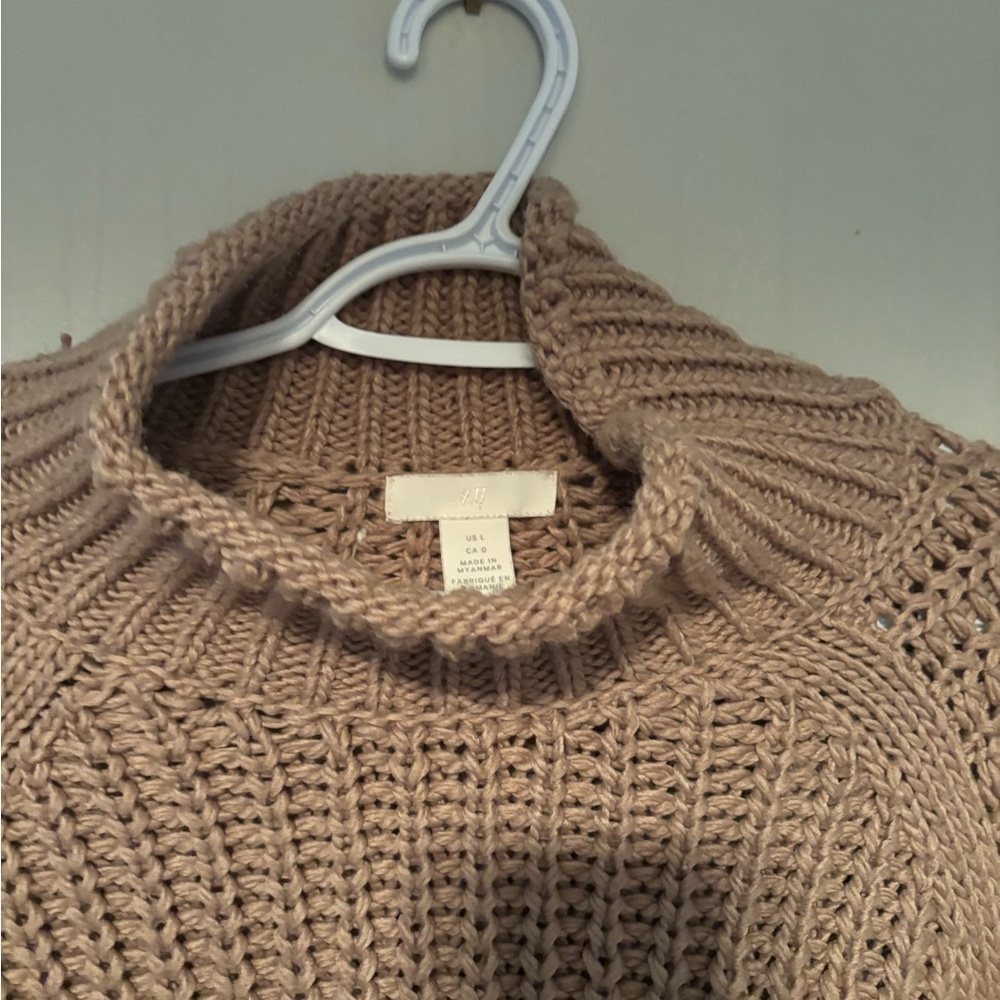 H&M Brown Chunky Cottagecore Boho Turtleneck Sweater Large - Picture 6 of 8